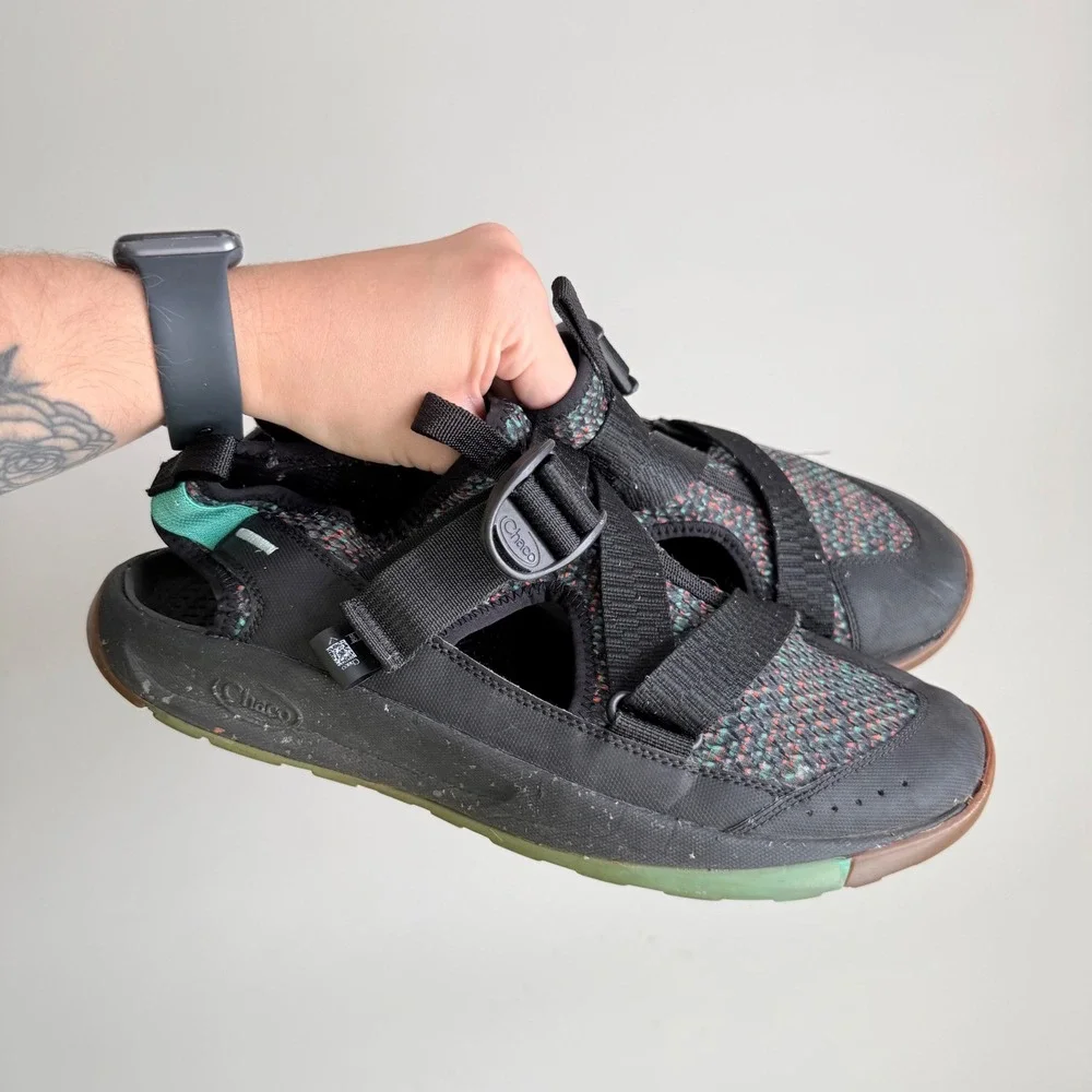 Chaco Odyssey Mens Black Multi Color Knit Sport Sandals J106479 Size 11